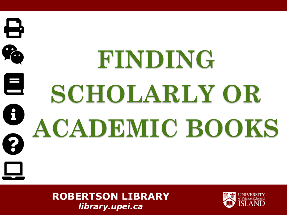 Finding scholarly or Academic books title slide